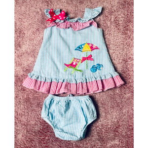 Girls Rare Editions Casual seersucker Dress 6-9 Months beach Gingham